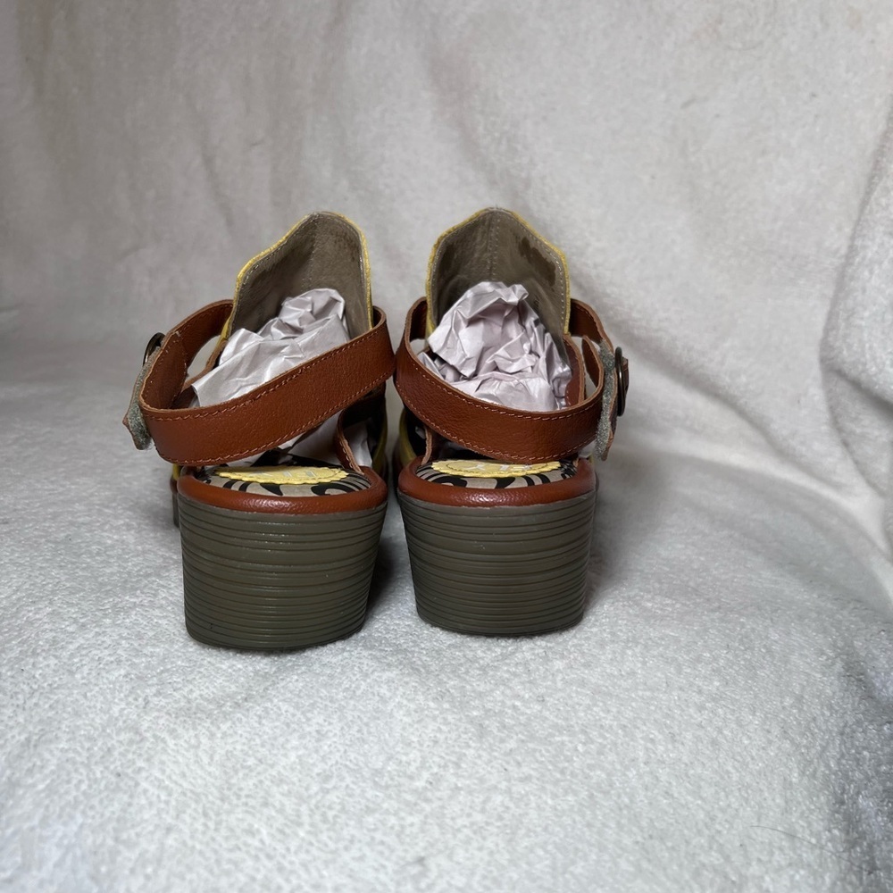 FLY London - Leather heeled sandals - Wena - Burnt yellow -EU38w USA 7  7.5 - Picture 7 of 12